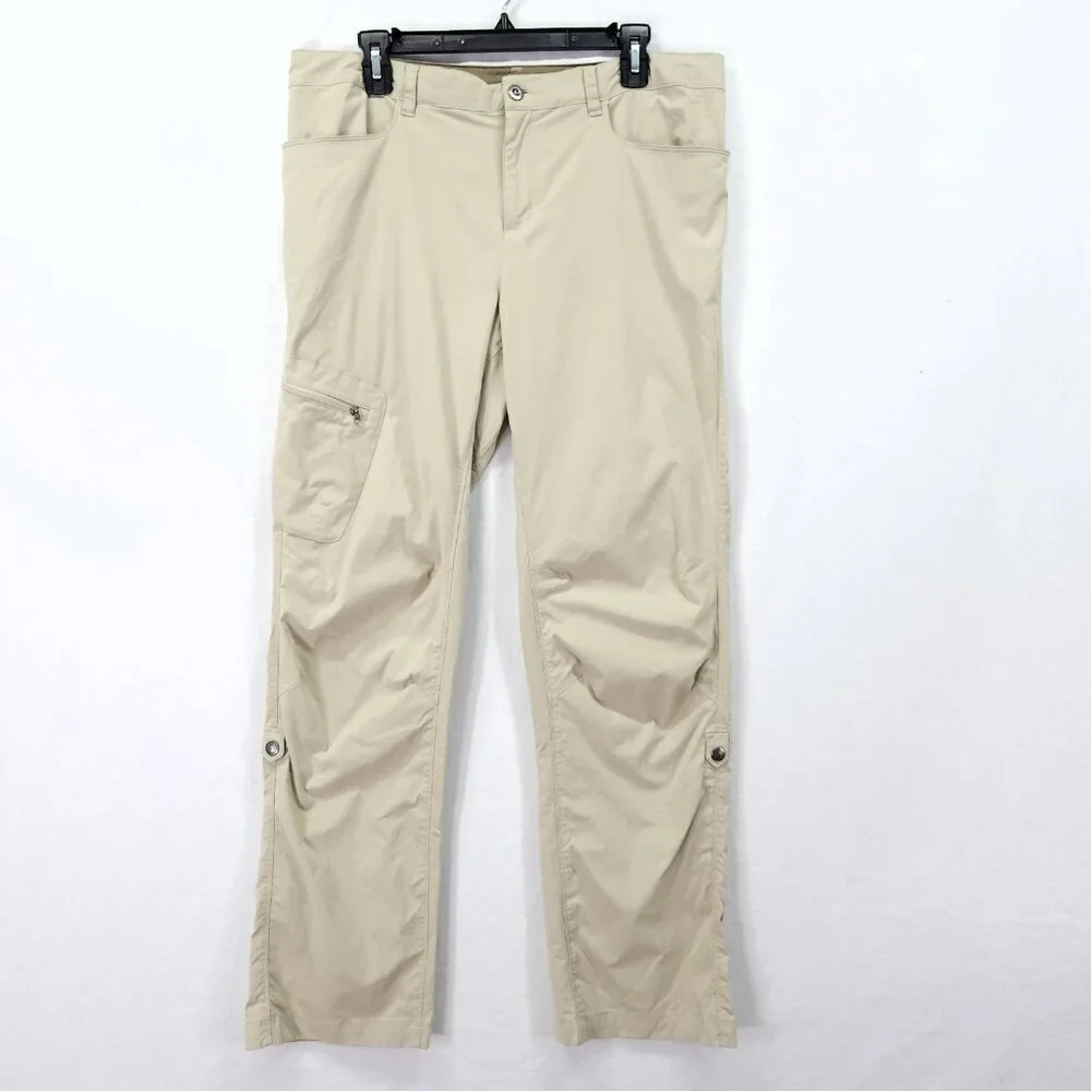 Patagonia Quandary Womens Hiking Pants Size 14 Beige Roll Up Tab - Picture 1 of 13